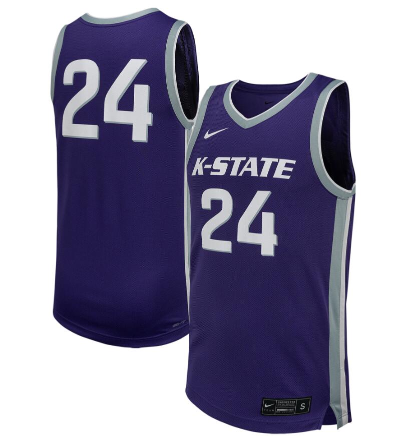 Men Nike #24 Purple Kansas State Wildcats blue Basketball Jersey->ncaa teams->NCAA Jersey